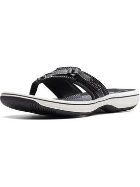 Women's Black Synthetic Thong Solid Open Toe Breeze Sea Flip-Flop Casual Shoes